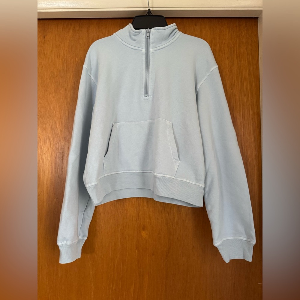 SKIMS French Terry Shrunken Half Zip in Opal